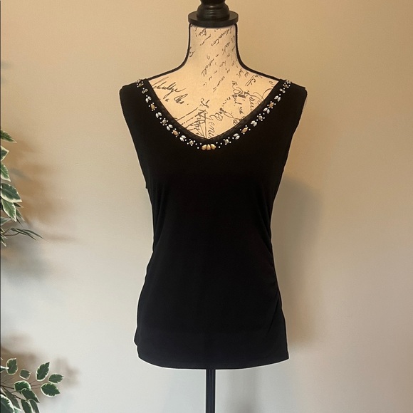 White House Black Market Black Embellished Tank Top - Picture 1 of 6